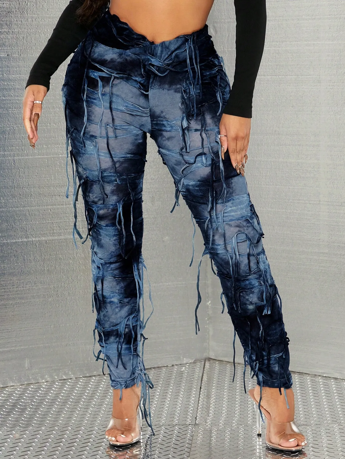 Leggings de tie dye con fleco de Cherry Vibes en