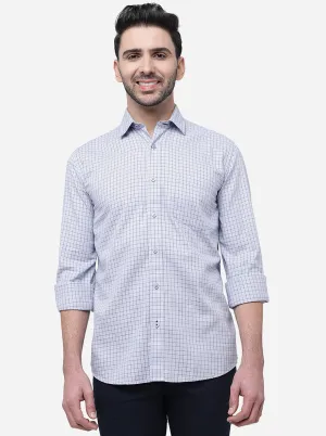 Light Blue Checked Slim Fit Casual Shirt | JadeBlue
