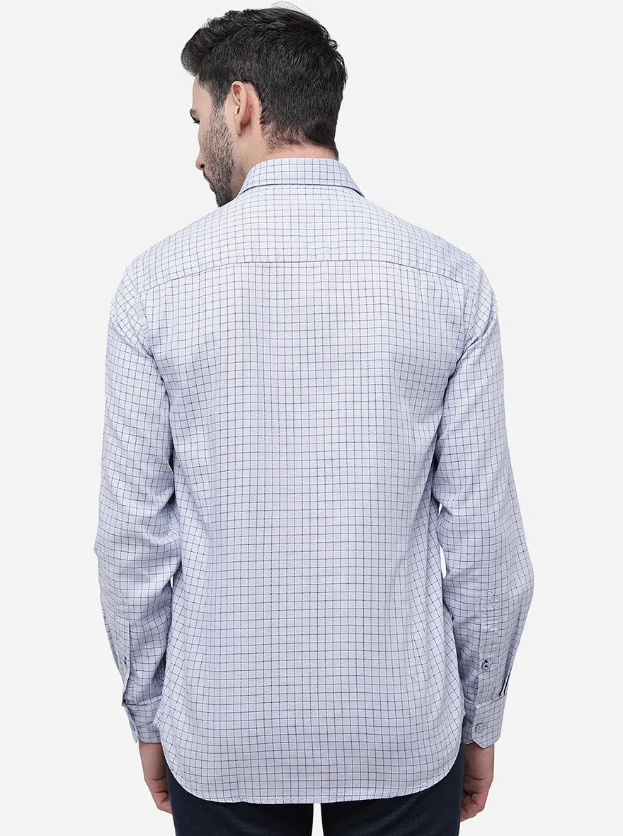 Light Blue Checked Slim Fit Casual Shirt | JadeBlue