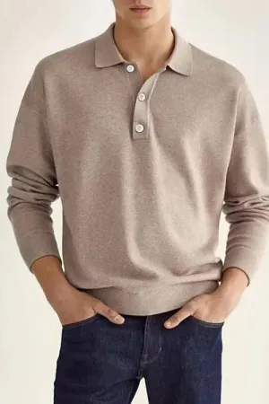 LuxPolo - Heren Lange Mouw Polo Trui, Zachte Gebreide Casual Pullover