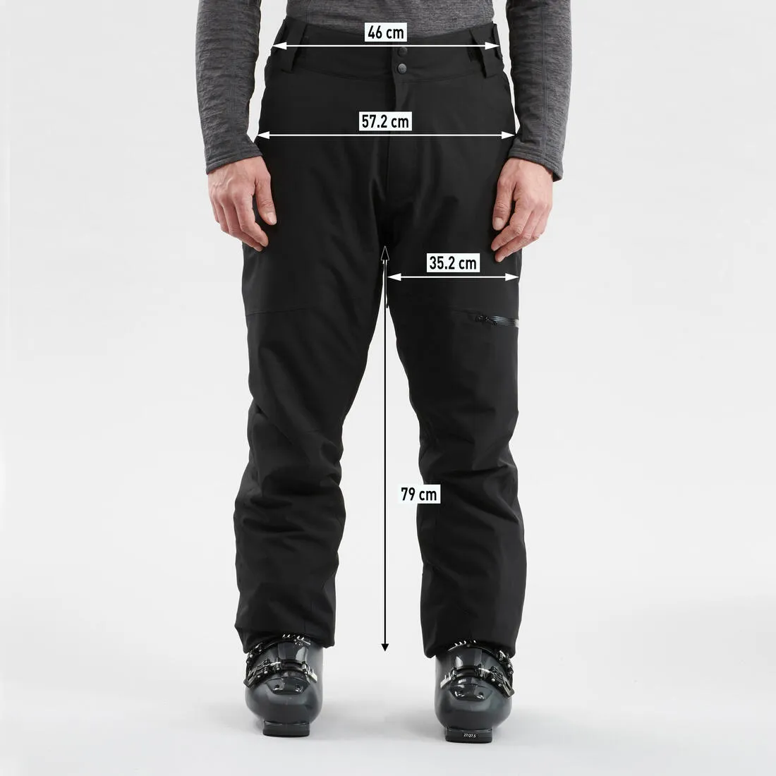 Men’s warm adjustable ski trousers 500