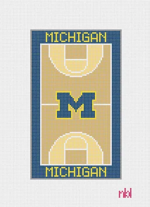 Michigan Basketball Court Mini Flag Canvas