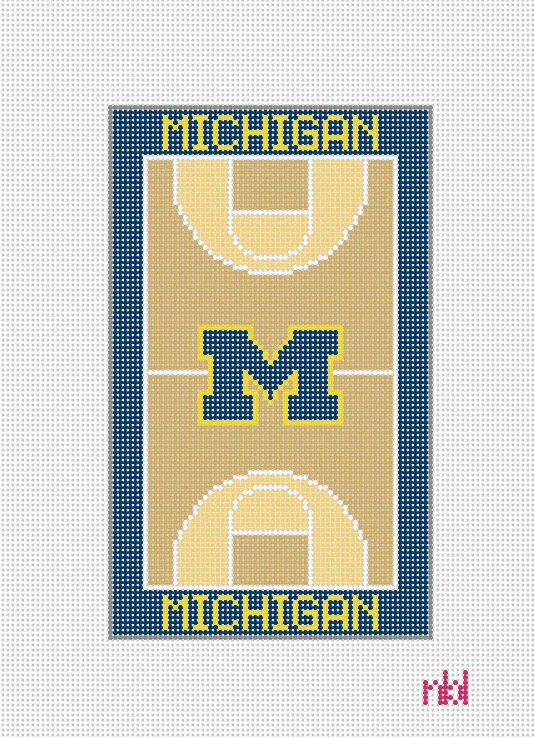 Michigan Basketball Court Mini Flag Canvas