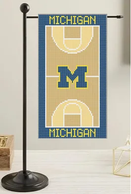 Michigan Basketball Court Mini Flag Canvas