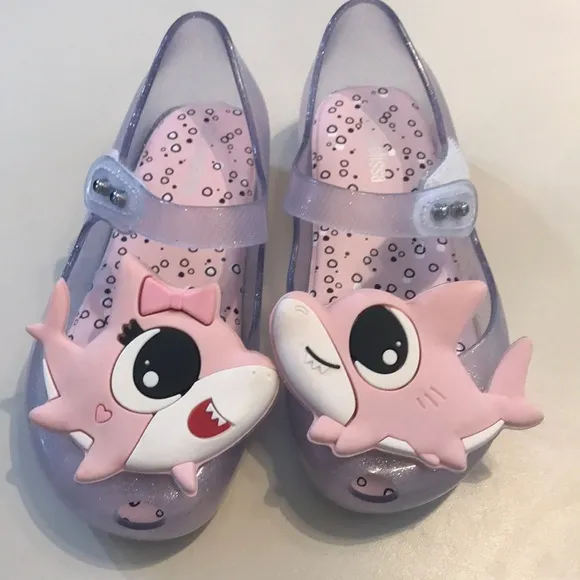 Mini Melissa pink kissing Baby Shark jelly Flats Sz 10