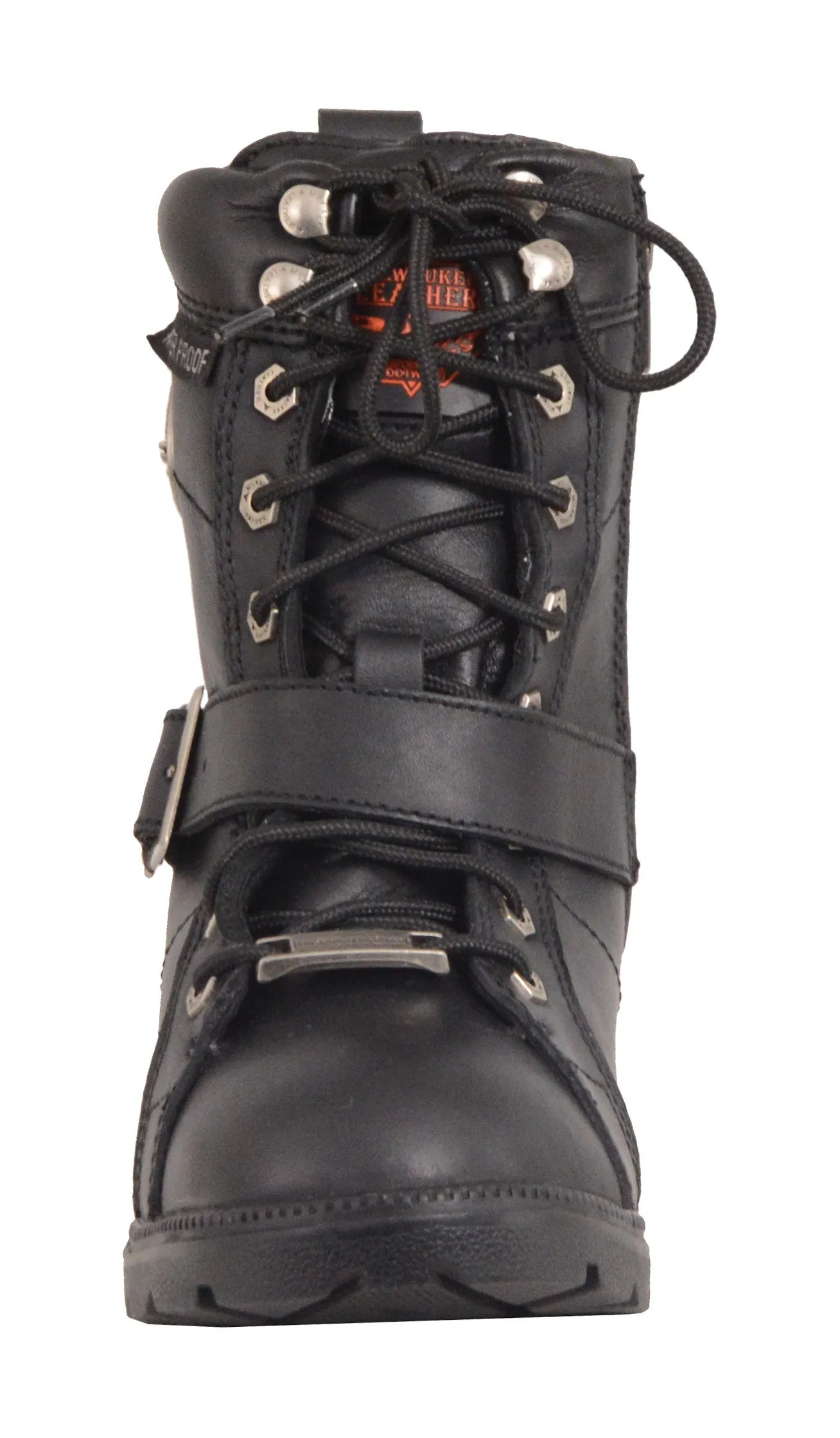 Motorbike women's Waterproof Side Buckle leather boot with plain toe