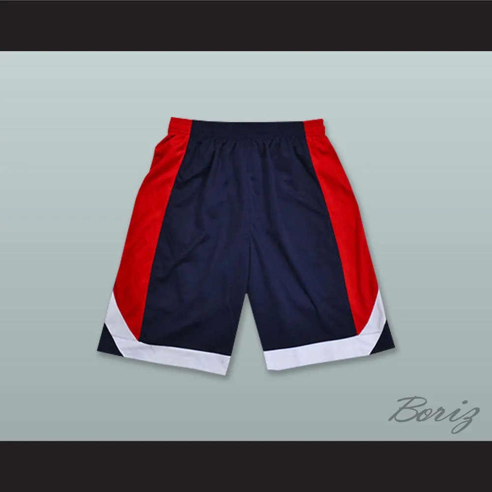 Navy Blue Red and White Basketball Shorts