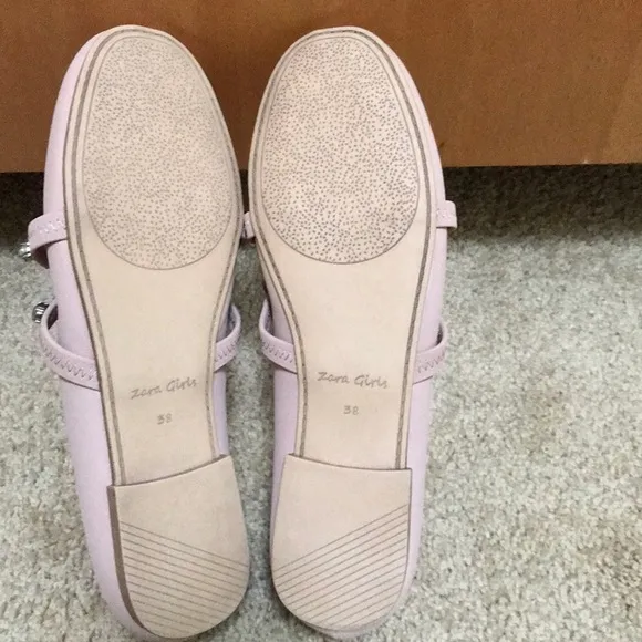 NWT! Zara girls SZ 38/5.5, blush embellished flats