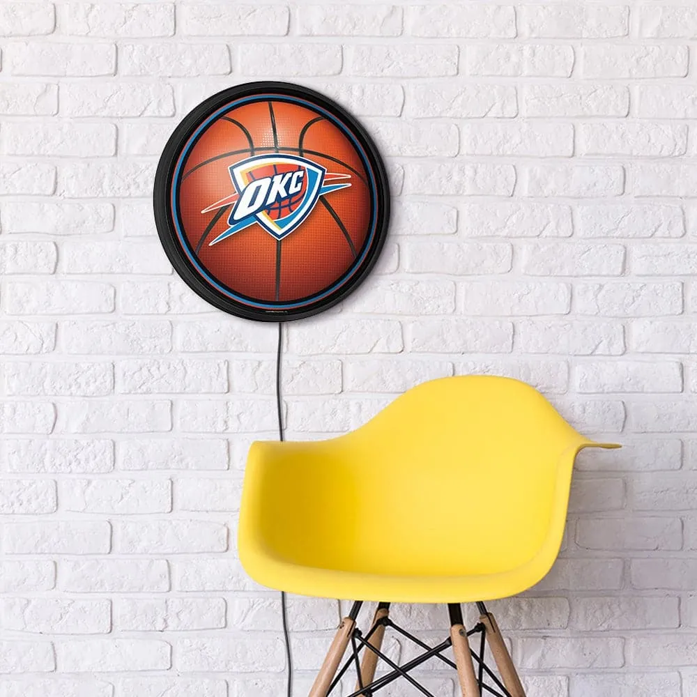 Oklahoma City Thunder: Basketball - Round Slimline Lighted Wall Sign
