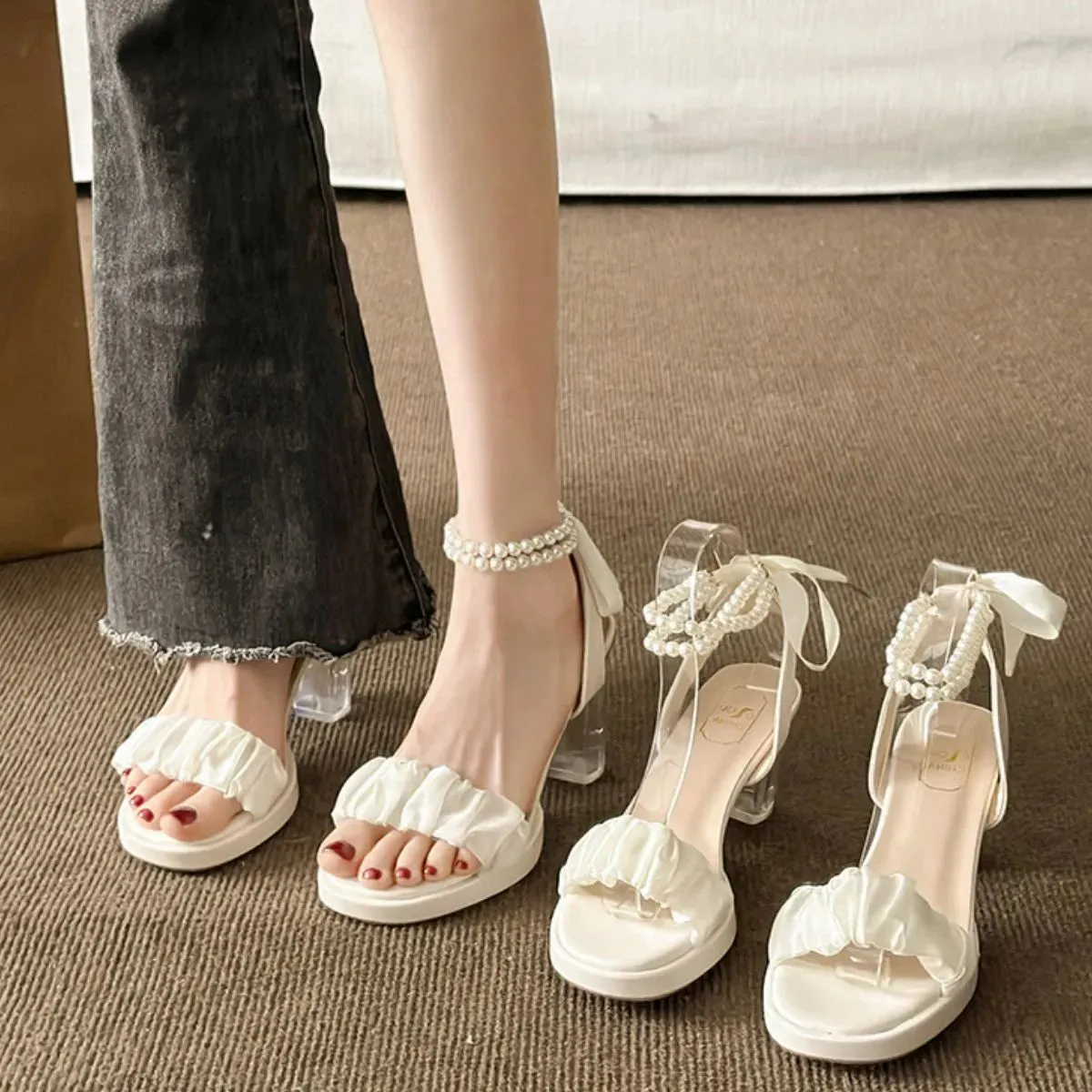 Open Toe Block Heels Sandals