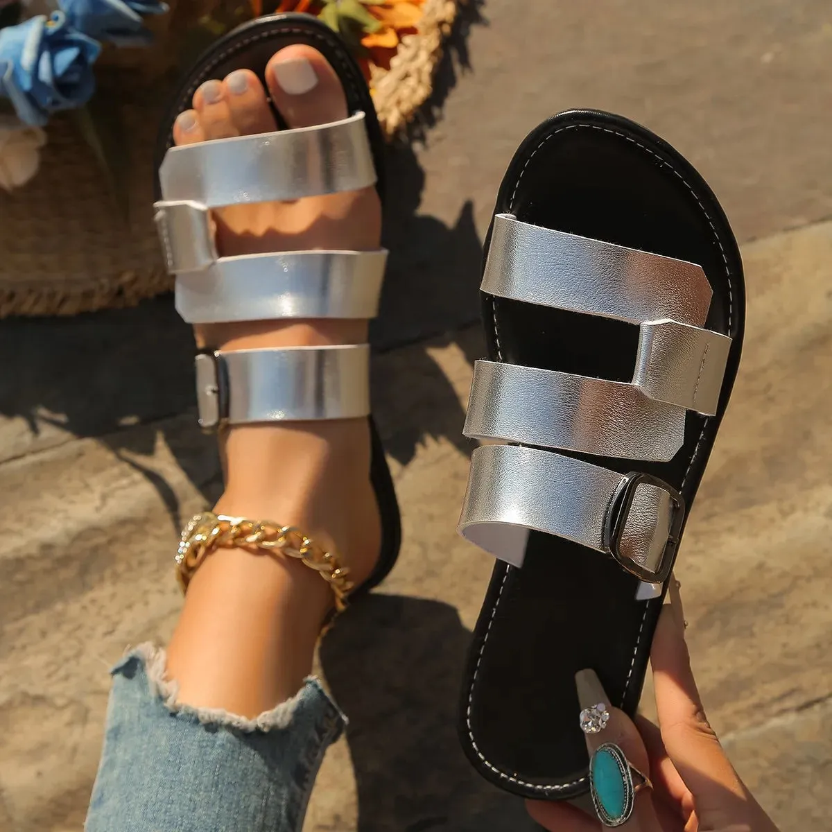 Open Toe Flats Sandals