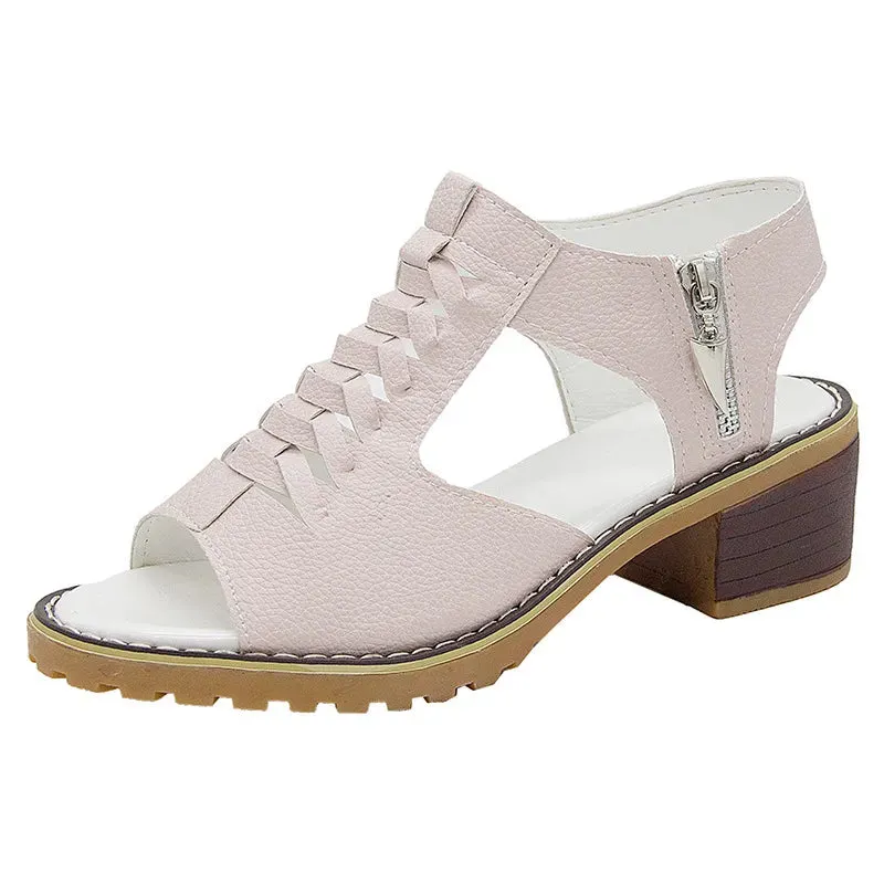 Peep Toe Block Heels Sandals