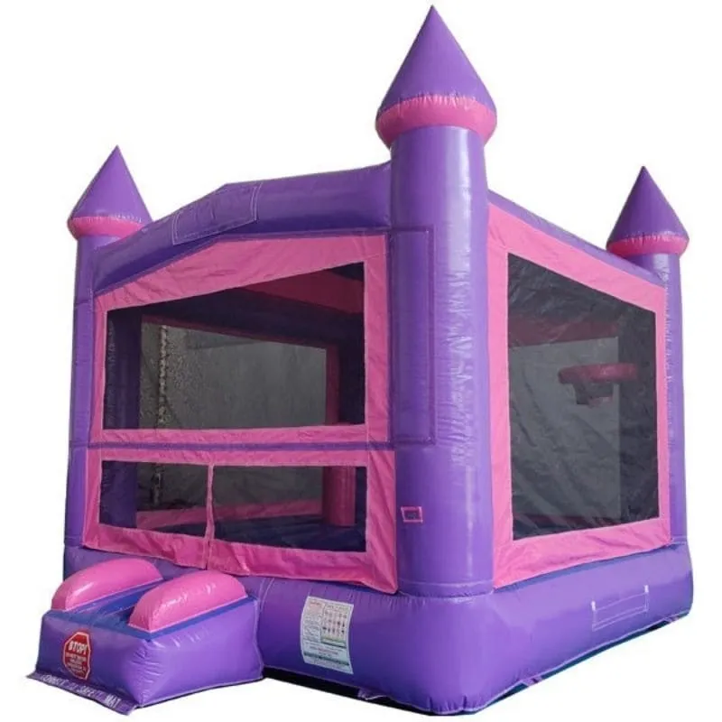 Pink Castle Bounce House with Hoop
