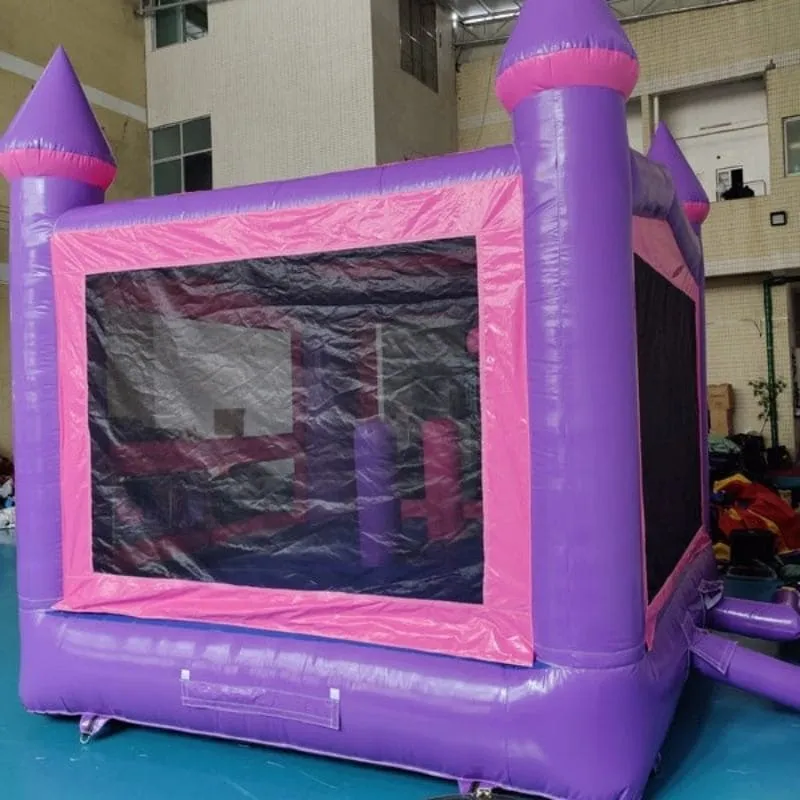 Pink Castle Bounce House with Hoop