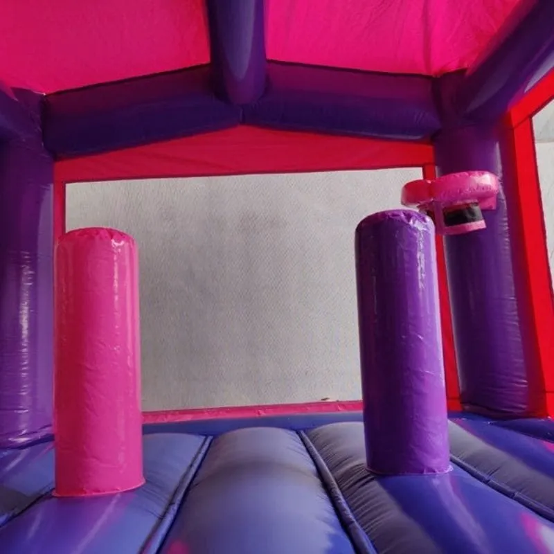 Pink Castle Bounce House with Hoop