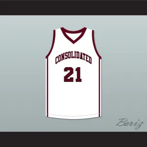 Player 21 A&M Consolidated High School Tigers White Basketball Jersey