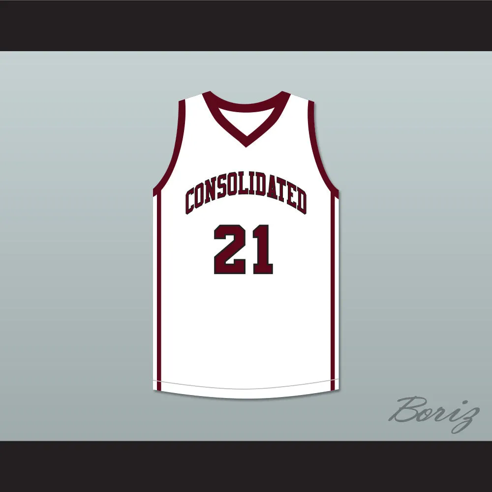 Player 21 A&M Consolidated High School Tigers White Basketball Jersey