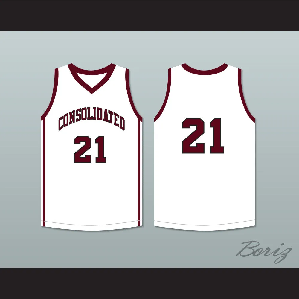 Player 21 A&M Consolidated High School Tigers White Basketball Jersey