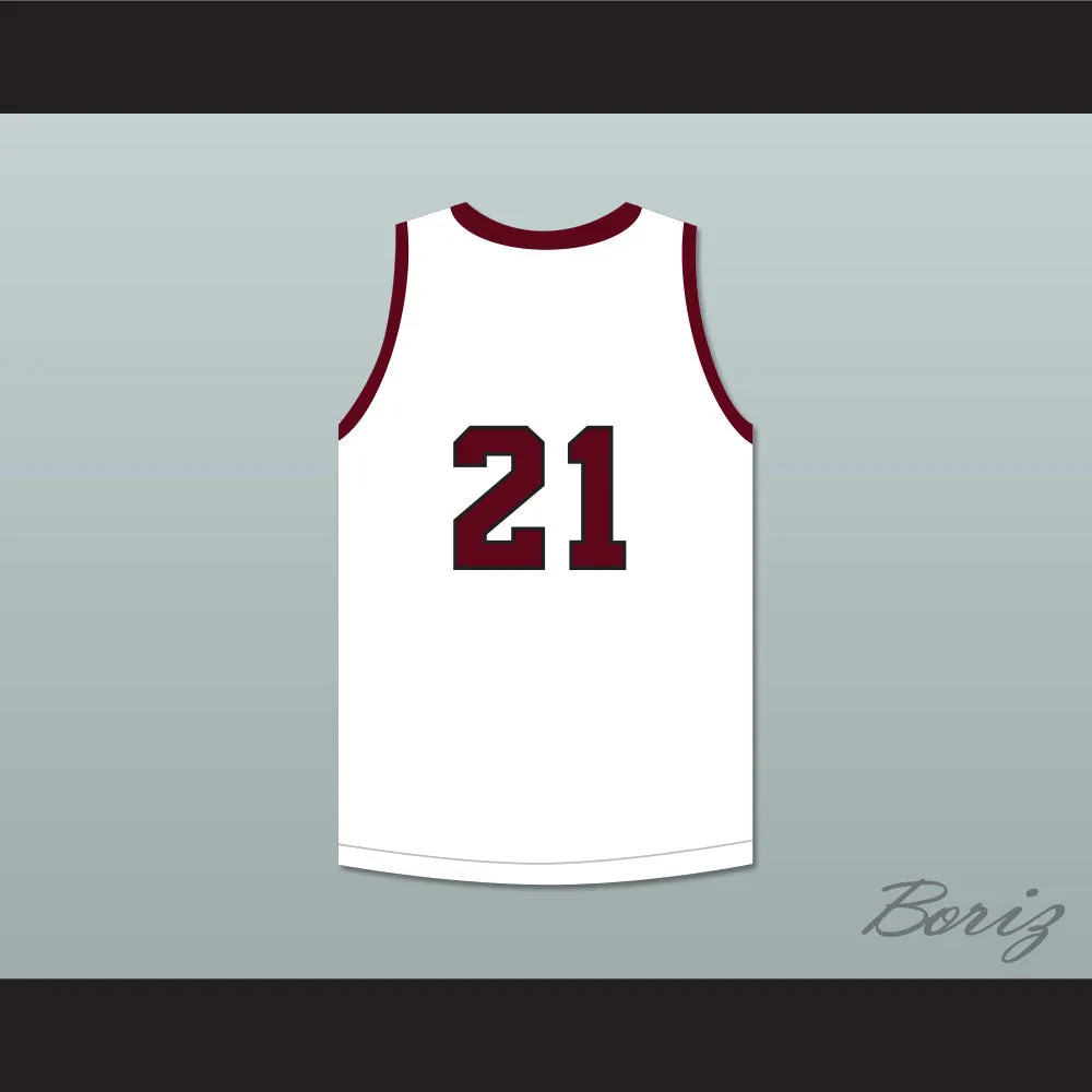 Player 21 A&M Consolidated High School Tigers White Basketball Jersey