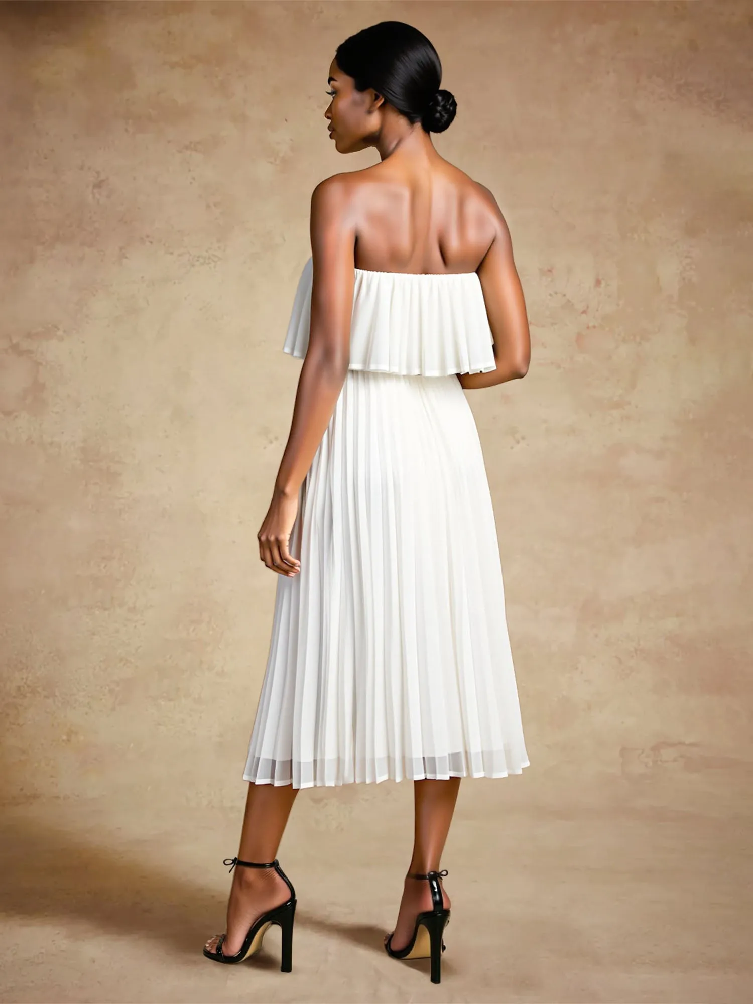 Pleated Color Block Midi Dress