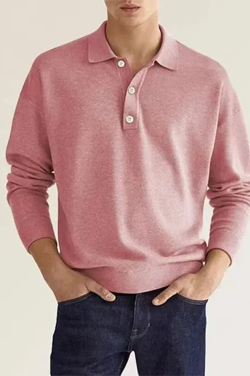 Poliani - Heren Polo Trui met Lange Mouwen, Zachte Gebreide Casual Pullover