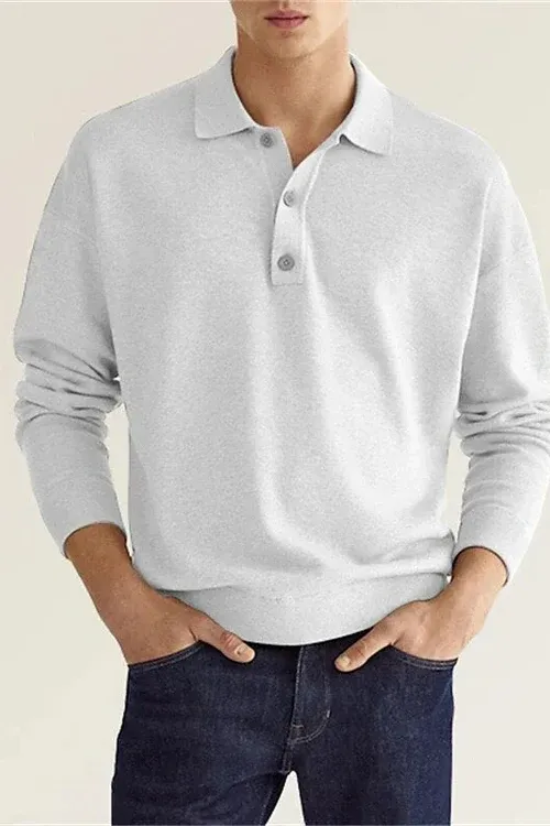 Poliani - Heren Polo Trui met Lange Mouwen, Zachte Gebreide Casual Pullover