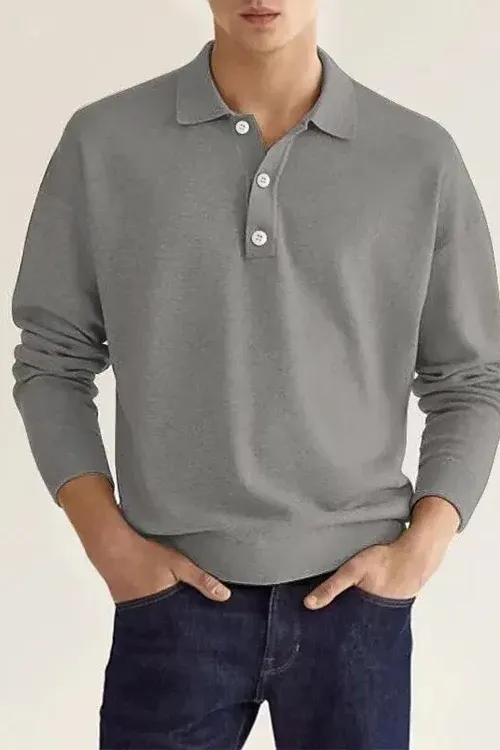 Poliani - Heren Polo Trui met Lange Mouwen, Zachte Gebreide Casual Pullover