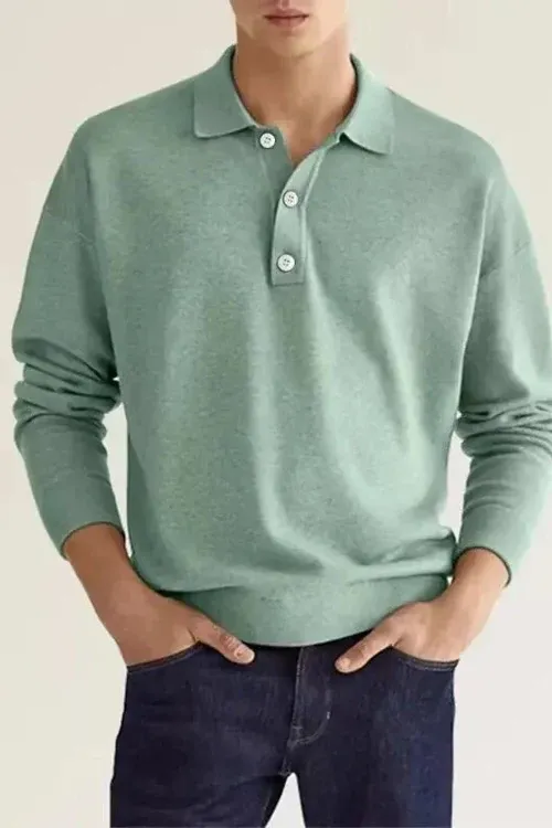 Poliani - Heren Polo Trui met Lange Mouwen, Zachte Gebreide Casual Pullover