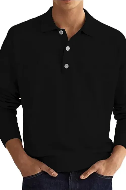 Poliani - Heren Polo Trui met Lange Mouwen, Zachte Gebreide Casual Pullover