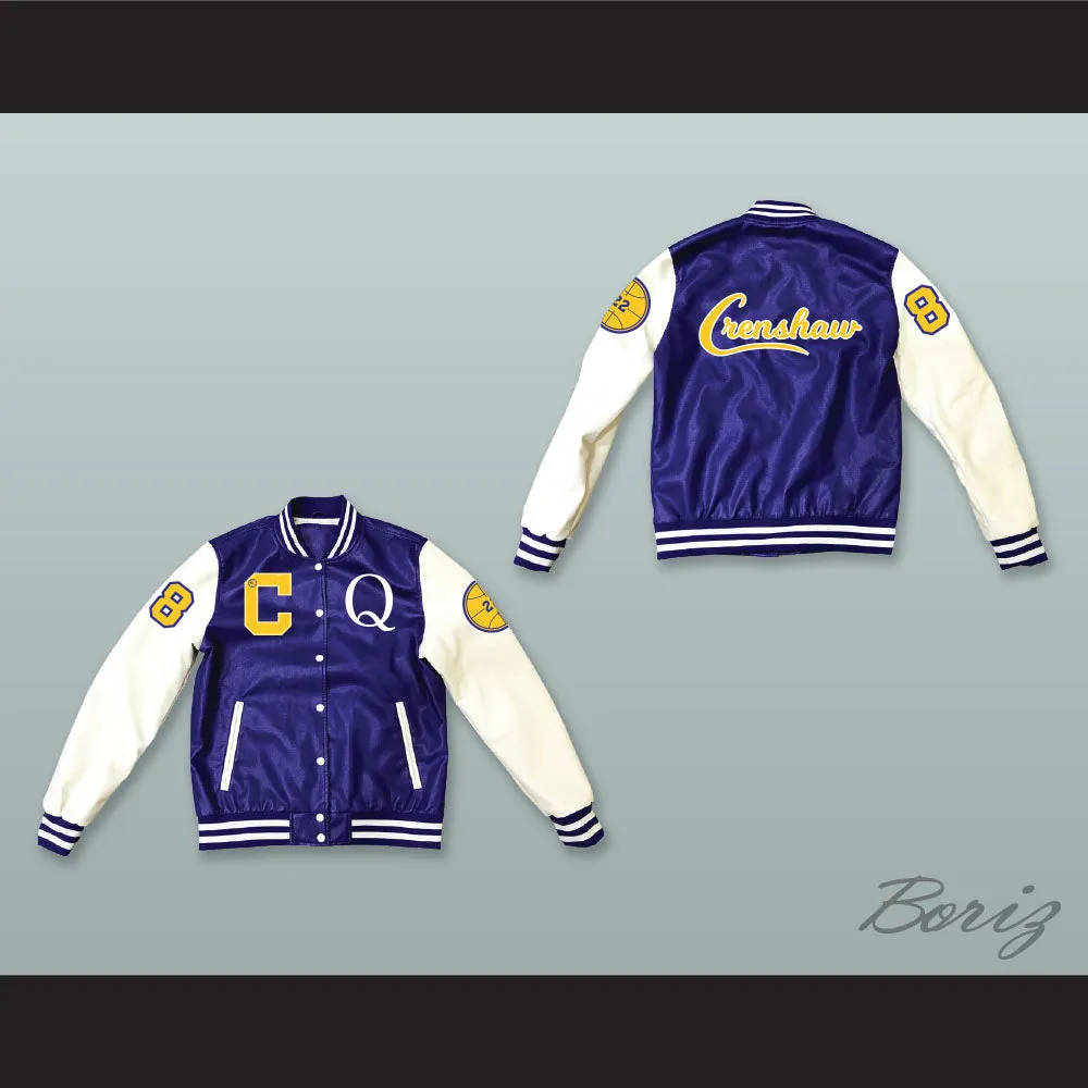 Quincy McCall 22 Crenshaw High School Basketball Blue and White Lab Leather Varsity Letterman Jacket Class of 88 3