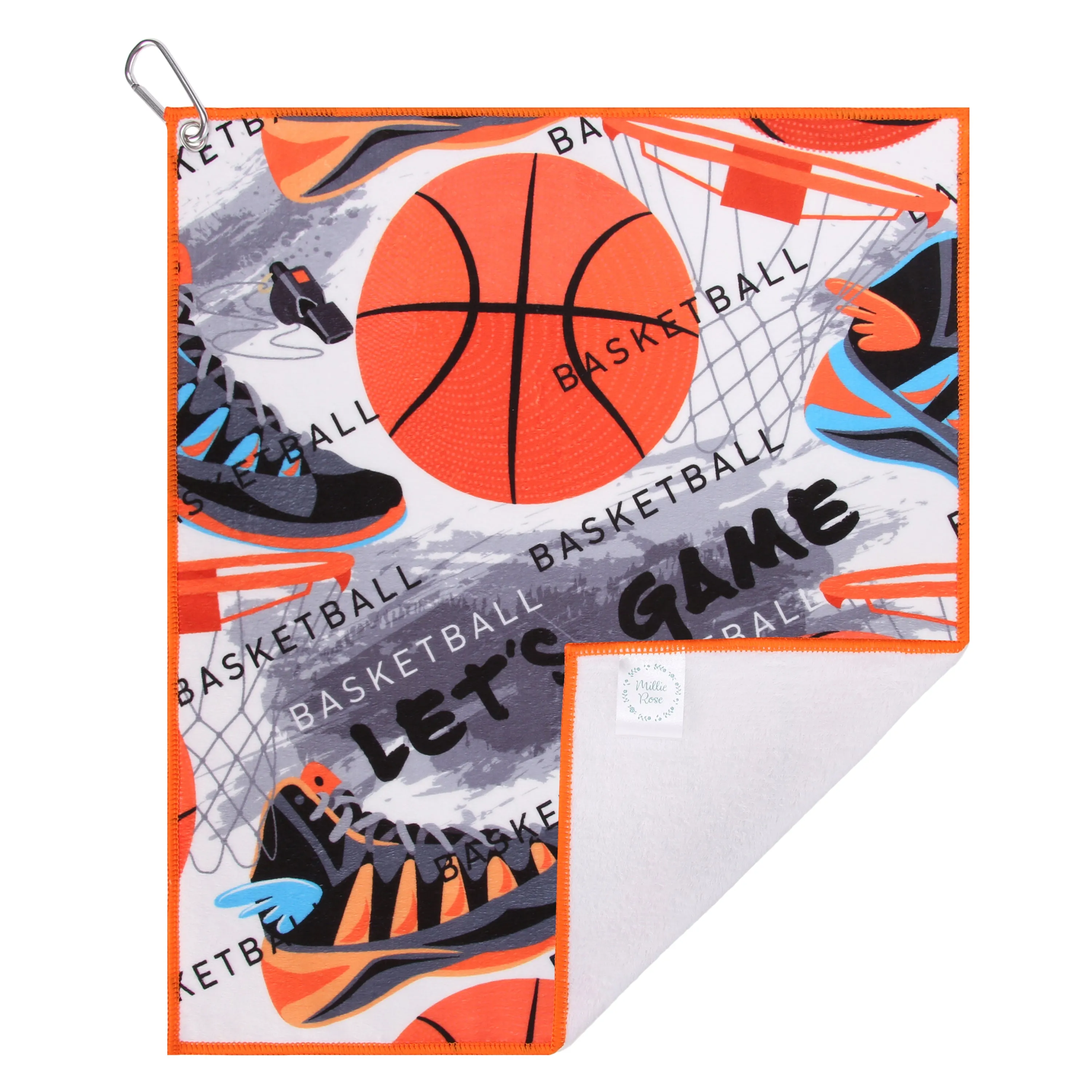"Swish" Basketball Towel with Carabiner Clip