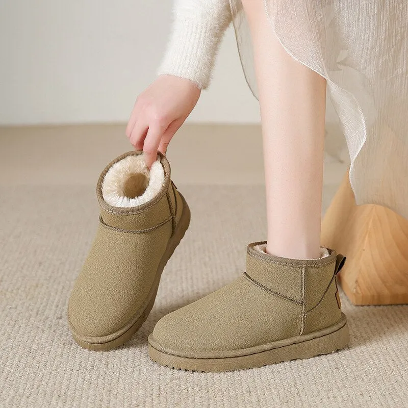 Sheepskin Fur-Lined Ankle Boots – Warm, Waterproof, and Stylish