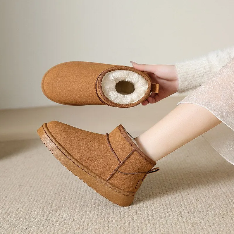 Sheepskin Fur-Lined Ankle Boots – Warm, Waterproof, and Stylish