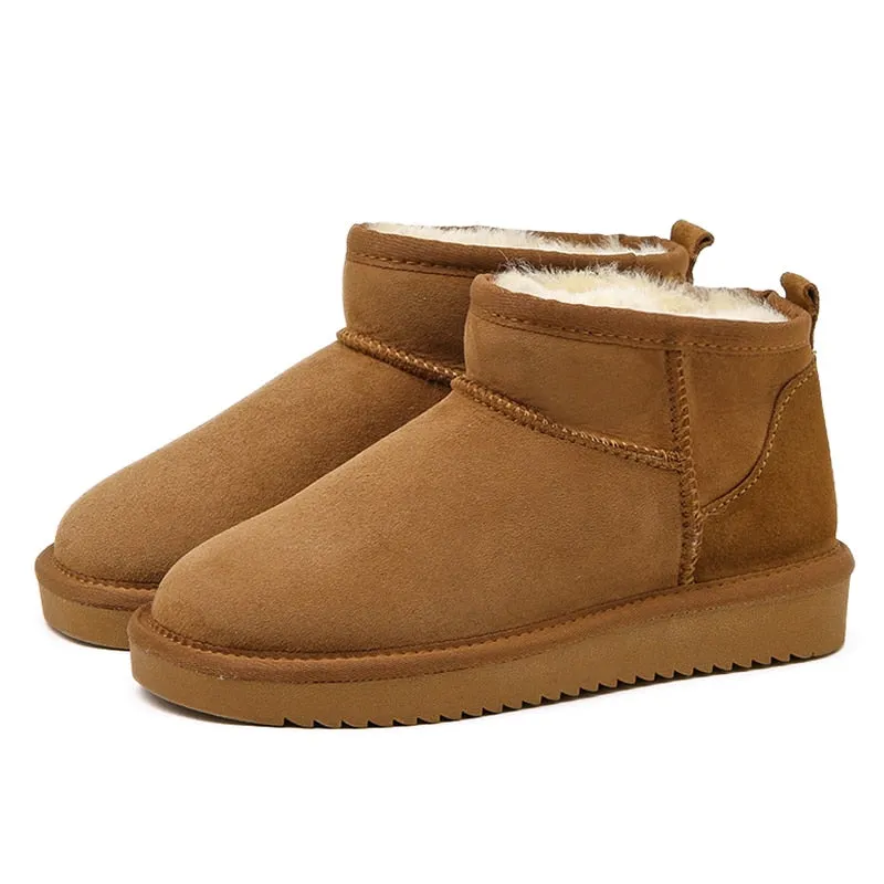 Sheepskin Fur-Lined Ankle Boots – Warm, Waterproof, and Stylish