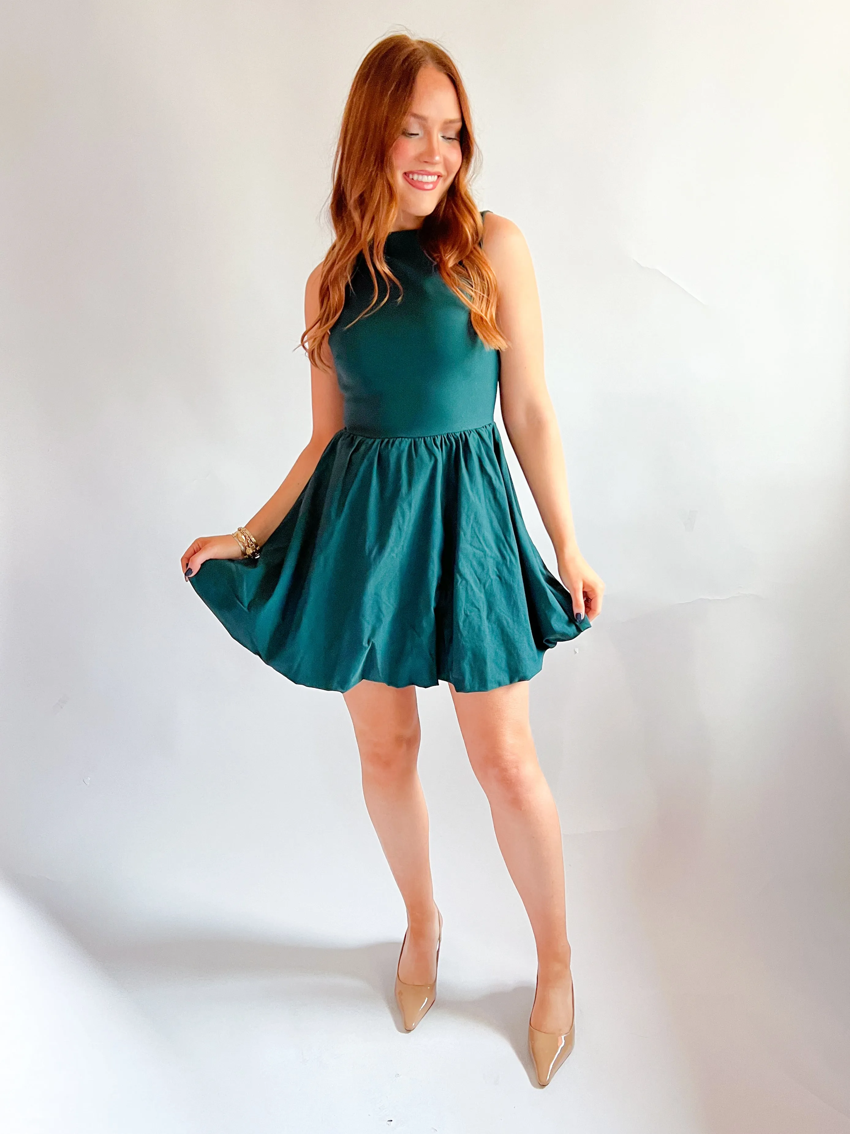Sleeveless Bubble Hem Mini Dress