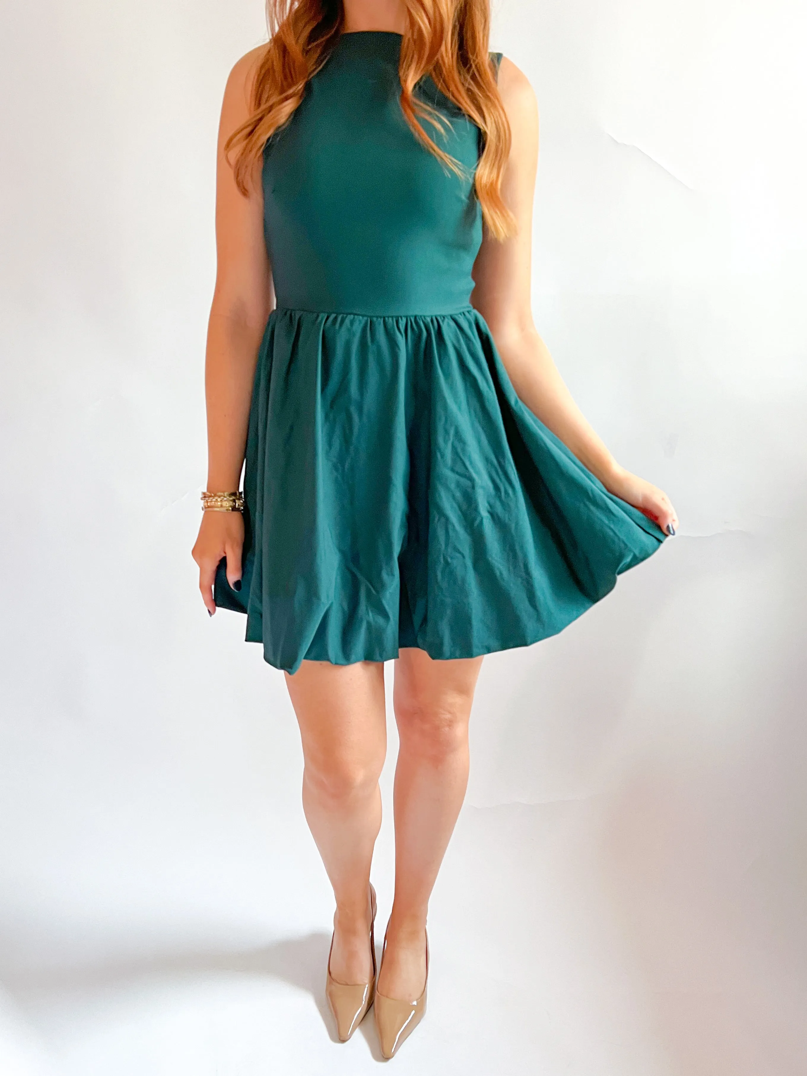 Sleeveless Bubble Hem Mini Dress