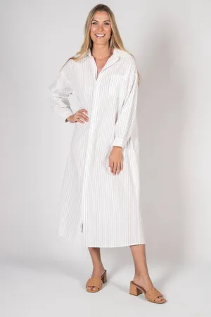 Striped Linen Button Up Shirt Dress