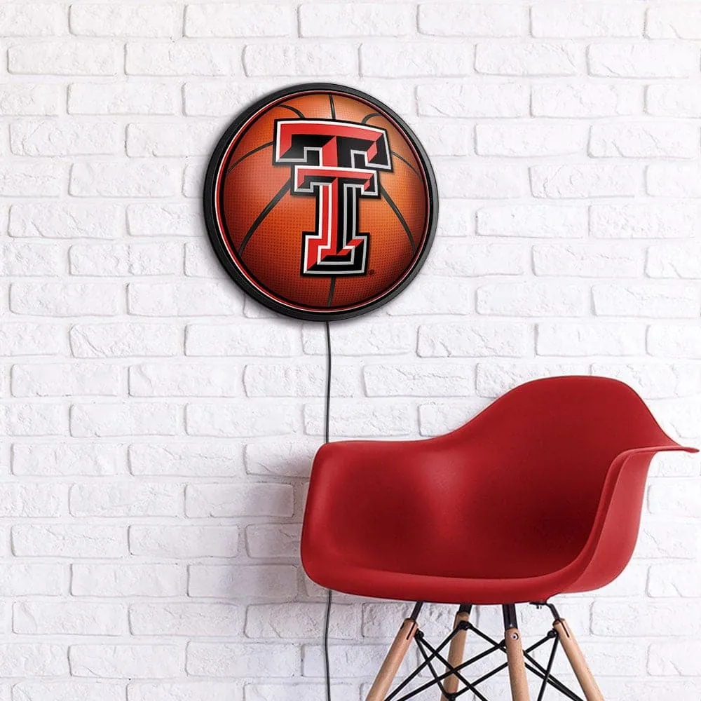 Texas Tech Red Raiders: Basketball - Round Slimline Lighted Wall Sign