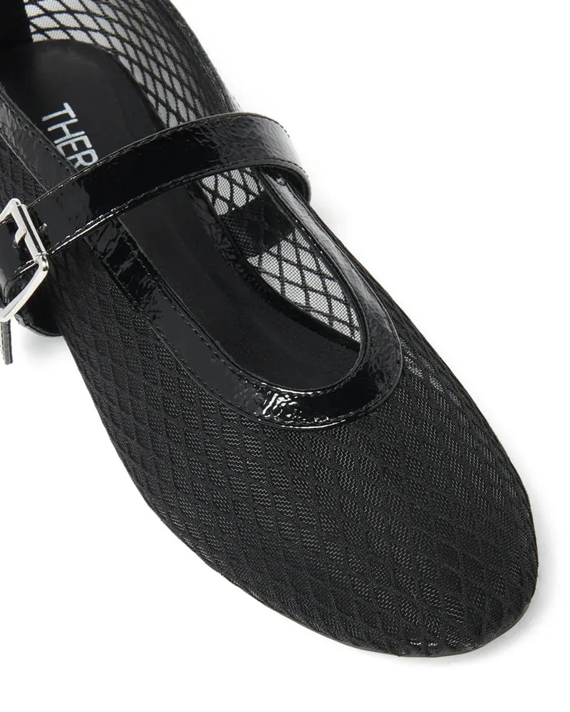 Therapy Shoes Addie Black Mesh Ballet Flats