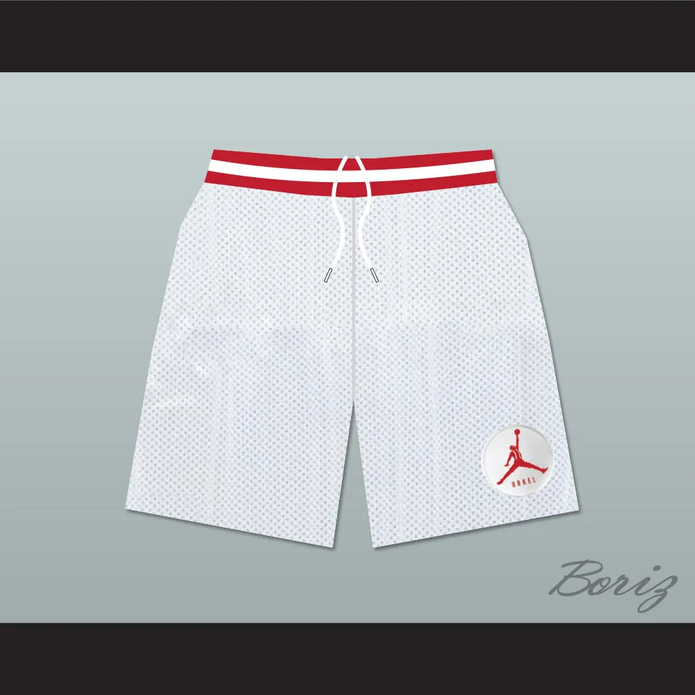 Urkel Family Matters Vanderbilt Muskrats High School White Basketball Shorts with Patch