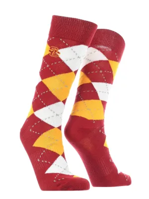 USC Trojans Argyle Dress Socks NCAA Fanwear Crew Length