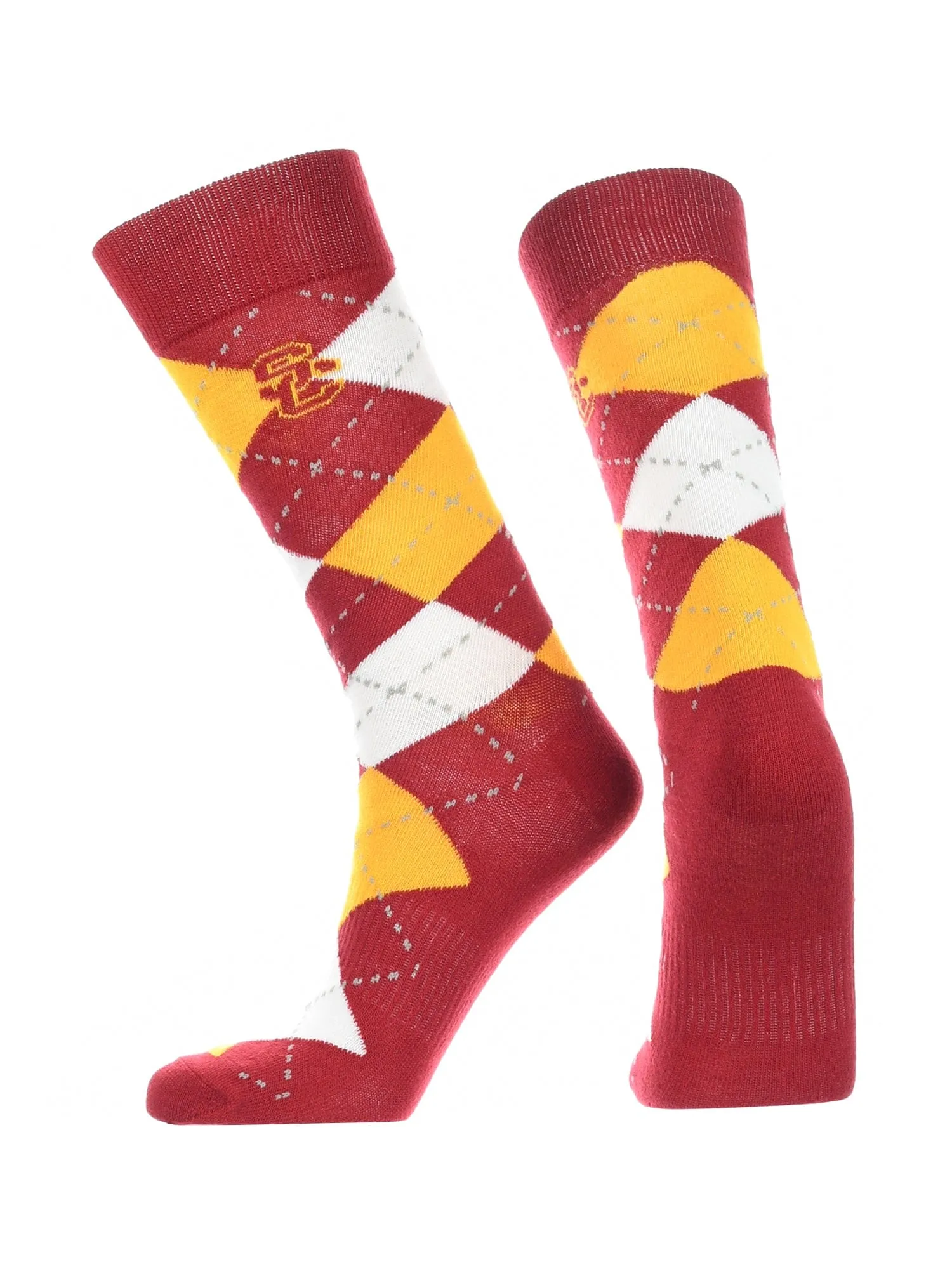 USC Trojans Argyle Dress Socks NCAA Fanwear Crew Length