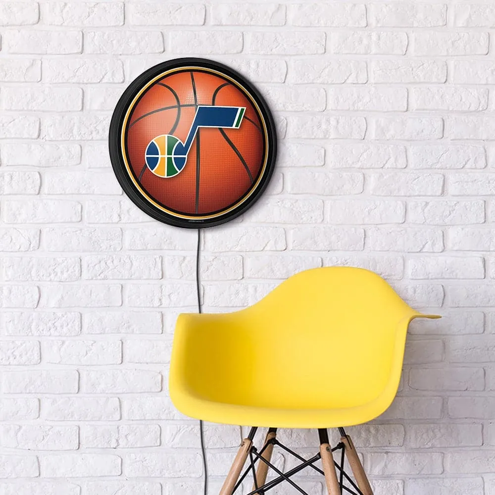 Utah Jazz: Basketball - Round Slimline Lighted Wall Sign