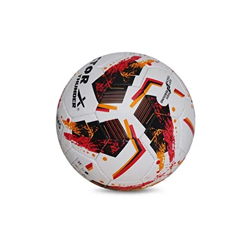 Vector X THUNDER Rubber Hand Stiched IMS (International Match Standard) Football, Size 5 (White-Orange-Black)