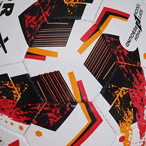 Vector X THUNDER Rubber Hand Stiched IMS (International Match Standard) Football, Size 5 (White-Orange-Black)