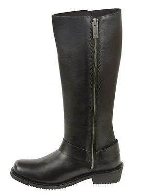 WOMEN'S MOTORCYCLE LEATHER 14 INCH WATERPROOF SQUARE TOE BOOT WITH FULL LACING